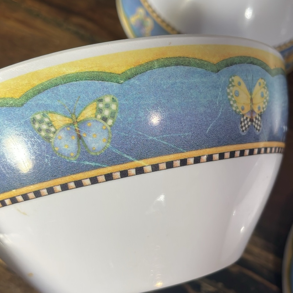 Evolution Sakura melamine set of 6 bowls butterflies pattern - Picture 8 of 17